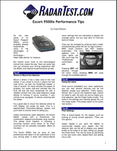 Radartest Escort 9500ix Performance Tips